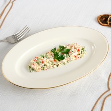 Aryıldız Hera Gold 25 cm Kayık Tabak Zarif Gold Detaylı Porselen ile Estetik Sunum İçin