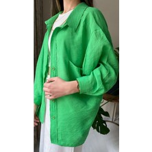 Ms Perry Düşük Omuzlu Oversize Keten Gömlek