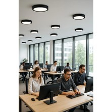 24 W Sıva Üstü LED Armatür Banyo Kiler Ofis Wc Lambası Siyah Kasa Beyaz Işık