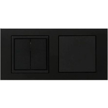 Ovivo Grano Siyah Anahtar+Komütatör (Ikili Anahtar)+ Ikili Çerçeve Set