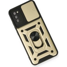Uravas Store Newface Samsung Galaxy A03S Kılıf Pars Lens Yüzüklü Silikon - Gold