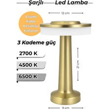 Gold ♦ Şarjlı LED Masa Lambası ♦ 3 Kademeli Işık Renkli ♦ USB Şarjlı Gece Lambası ♦ Ev - Ofis