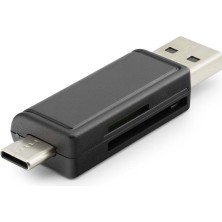 Uravas Store Card Reader USB + Type-C Mıcro Sd Siyah HDX7026