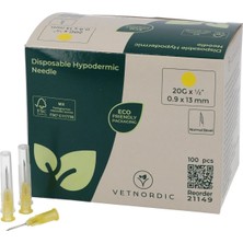 Vetnordic Enjektör Iğnesi (20G x 1/2)  0,9X13 mm  (100 Adet) Sarı