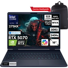Dell Alienware 16X Aurora Ultra 9-275HX 32-Gbddr5 2 Tbssd RTX5070 (8gb-Gddr7) 16" 2k Wqxga 240Hz Windows 11 Home + Qb Sırt Çantası AC16251-CU932157WQB5