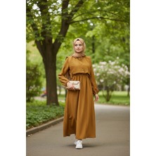 Stil Kuşağı Kadın Taba Süveterli Elbise İkili Takım Kombin