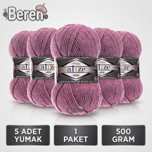 Alize Süperlana Midi - 28 Gül - 5'li Paket - 100GR/170M - El Örgü Ipi - Atkı Hırka Yelek Kazak Şal Ipi