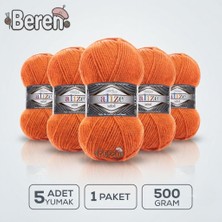 Alize Süperlana Midi - 225 Amber - 5'li Paket - 100GR/170M - El Örgü Ipi - Atkı Hırka Yelek Kazak Şal Ipi
