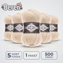 Alize Süperlana Midi - 310 Bal Köpüğü - 5'li Paket - 100GR/170M - El Örgü Ipi - Atkı Hırka Yelek Kazak Şal Ipi