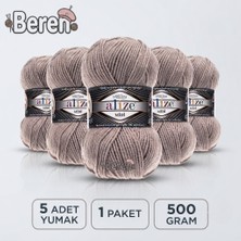 Alize Süperlana Midi - 541 Açık Vizon - 5'li Paket - 100GR/170M - El Örgü Ipi - Atkı Hırka Yelek Kazak Şal Ipi