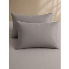 Calina Home Gri Pamuk-Saten Yastik Kilifi (2ADET)