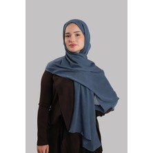 Giverny Indigo Mavi Düz Klasik Modal Italyan Dikişli Şal Viskon Sade 202127_34