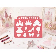 Ada Goods Montessori Prenses Temalı Eğitici Çizim Şablonu (20X15 Cm) - Çocuklar Için Prenses Stencil Cetveli