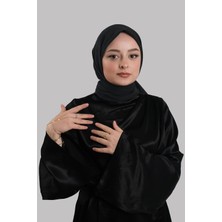 Giverny Siyah Düz Klasik Eşarp Italyan Dikişli Pamuk Caz Sade 202210_01