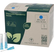 Vetnordic Enjektör Iğnesi (23G x 5/8)  0,6X16 mm  (100 Adet) Mavi