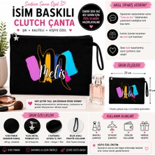 Tişört Kodu Kişiye Özel Isim Baskılı Siyah Kanvas Clutch Çanta (25X18 Cm)