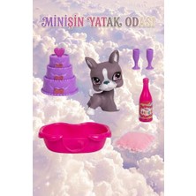 Farbu Oyuncak Petclub Sevimli Minişin Yatak Odası Oyun Seti Sevimli Gri Köpek ve Eğlenceli Aksesuarlı Çocuk Oyuncağı