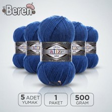 Alize Süperlana Midi - 141 Safir Mavi - 5'li Paket - 100GR/170M - El Örgü Ipi - Atkı Hırka Yelek Kazak Şal Ipi