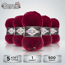 Alize Süperlana Midi - 390 Frenk Üzümü - 5'li Paket - 100GR/170M - El Örgü Ipi - Atkı Hırka Yelek Kazak Şal Ipi