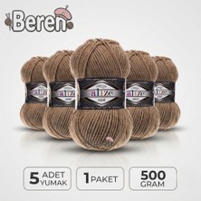Alize Süperlana Midi - 466 Koyu Bej - 5'li Paket - 100GR/170M - El Örgü Ipi - Atkı Hırka Yelek Kazak Şal Ipi