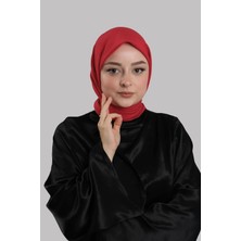 Giverny Kırmızı Düz Klasik Eşarp Italyan Dikişli Pamuk Caz Sade 202210_31