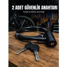 Armüz 12 mm Çelik Halat Bisiklet Kilidi 80 cm Anahtarlı Güvenlik Kilidi Pvc Kaplamalı Scooter ve Elektrikli Bisiklet Uyumlu