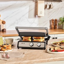 Emsan Press 6 Dilim Kapasiteli Izgara ve Tost Makinesi Inox 2000W