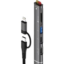 Uravas Store ZR563 Lightning Type-C 5 In 1 USB Hub Card Reader