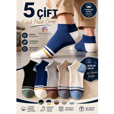 Festival Socks Erkek Patik Çorap 5'li Set Pamuklu Nefes Alan Esnek Günlük Sneaker Çorap 40-44