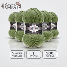 Alize Süperlana Midi - 620 Zeytin - 5'li Paket - 100GR/170M - El Örgü Ipi - Atkı Hırka Yelek Kazak Şal Ipi