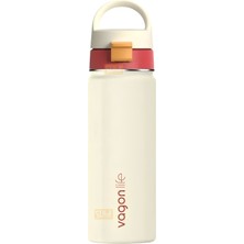 Vagonlife 550ML Yeni Koleksiyon Desenli Pipetli/pipetsiz Kullanım 6 Saat Sıcak/soğuk Kulplu Paslanmaz Çelik Termos