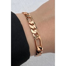 Leo'Stone Kararmaz Renk Atmaz Xuping Rose Gold Figaro Zincir Kadın Çelik Bileklik