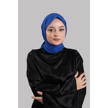 Giverny Saks Mavisi Düz Klasik Eşarp Italyan Dikişli Pamuk Caz Sade 202210_24