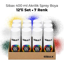 Sibax Akrilik Sprey Boya 12’li Karışık 7 Renk Seti – 400 ml x 12 Adet