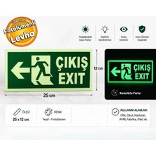 Ergündoğdu F-2 Dekota Fotolümenli 12X25 cm Çıkış Exıt Yön Levhası Sol Yön Ikaz Levhası