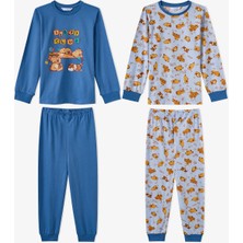 Penti Erkek Çocuk Mavi Sleepy Club Pamuklu Uzun Kollu 2'li Pijama Takımı