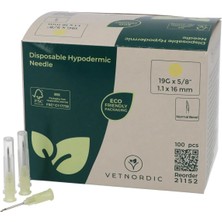 Vetnordic Enjektör Iğnesi (19G x 5/8)  1,1X16 mm  (100 Adet) Krem