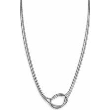 Leo'Stone Özel Seri Kadın Silver Gümüş Renk Düğüm Detaylı 45 cm Çelik Kolye