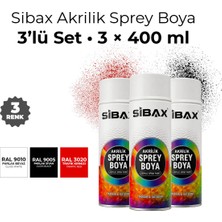 Sibax Akrilik Sprey Boya 3’lü Karışık 3 Renk Seti – 400 ml x 3 Adet