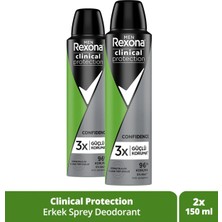 Rexona Men Clinical Protection Erkek Sprey Deodorant Confidence 96 Saat Koruma 150 ml X2