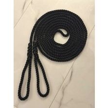 Komandor Marine 18 mm Siyah 3 Kollu Polyester Şfart Halatı 8.5 Metre - El Örgüsü Gözlü