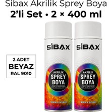 Sibax Akrilik Sprey Boya 2’li Beyaz Set – 400 ml x 2 Adet