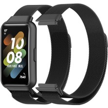 Nezih Case Huawei Band 7 Uyumlu Milano Hasır Örgü Metal Magnet Pratik Kordon