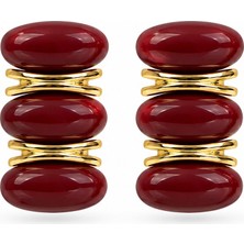 Serelya Bordo Vintage Model Gold Renk Kadın Küpe