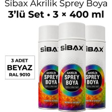 Sibax Akrilik Sprey Boya 3’lü Beyaz Set – 400 ml x 3 Adet