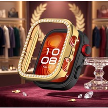 bbtech Huawei Watch Fit 5 Pro Uyumlu Taşlı Kasa Koruyucu Sert Pc Çerçeve Parlak Parıltılı Koruma Kılıfı