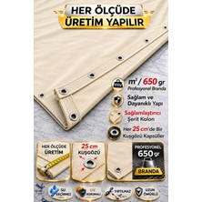 Branda Noktası Profesyonel Krem Renkli M2/650 gr Polyester Branda - Kuşgözlü ve Şerit Kolon Takviyeli