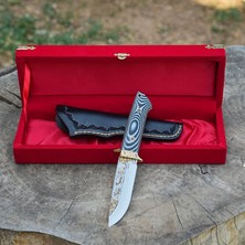 Köse Mehmet Koleksiyonluk ve Hediyelik Bıçak 24K Altın Kaplama Geyik Gravür Işlemeli - Kadife Kutulu