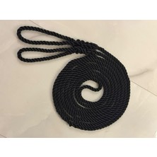 Komandor Marine 20 mm Siyah 3 Kollu Polyester Şfart Halatı 8.5 Metre - El Örgüsü Gözlü