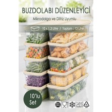 Ezupack 10X1,3 Lt. Buzdolabı Düzenleyici Buzluk Saklama Kabı Mikrodalga Difrize Uygun Organizer Ekru